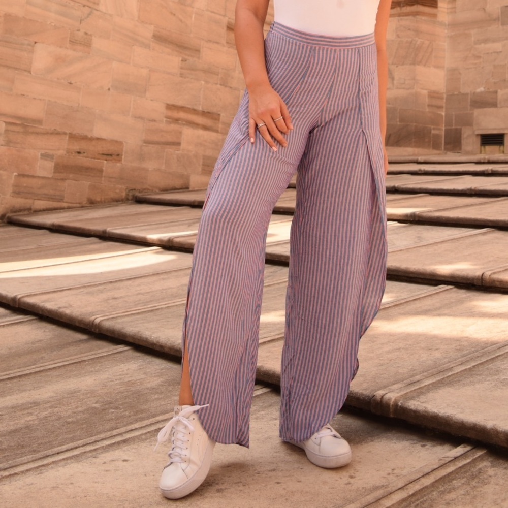 DREW from Revolve Whitney Wide Leg Tulip Striped Pants